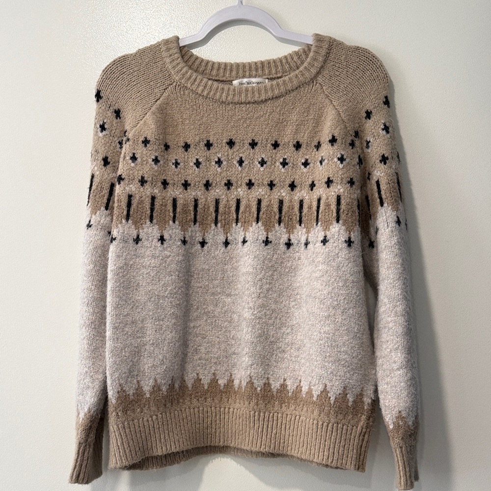JohnPaulRichard Tan and Gray Patterned Sweater